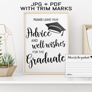 Advice For Graduate Sign, Graduation Sign, Graduation Party, Class of 2020, Graduation Card, Advice For Grad #259