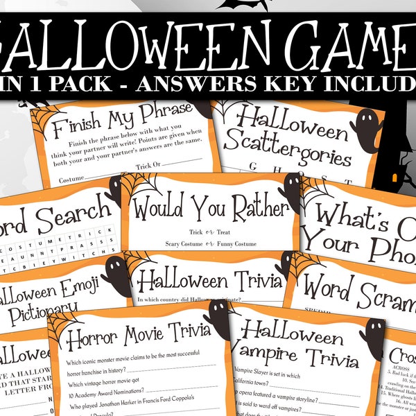 12 Halloween Games, Halloween Printable, Halloween Party Game