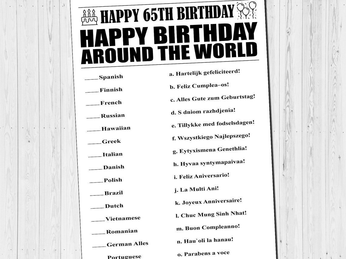 65th Birthday Games Adult Birthday Games 65th Birthday Etsy
