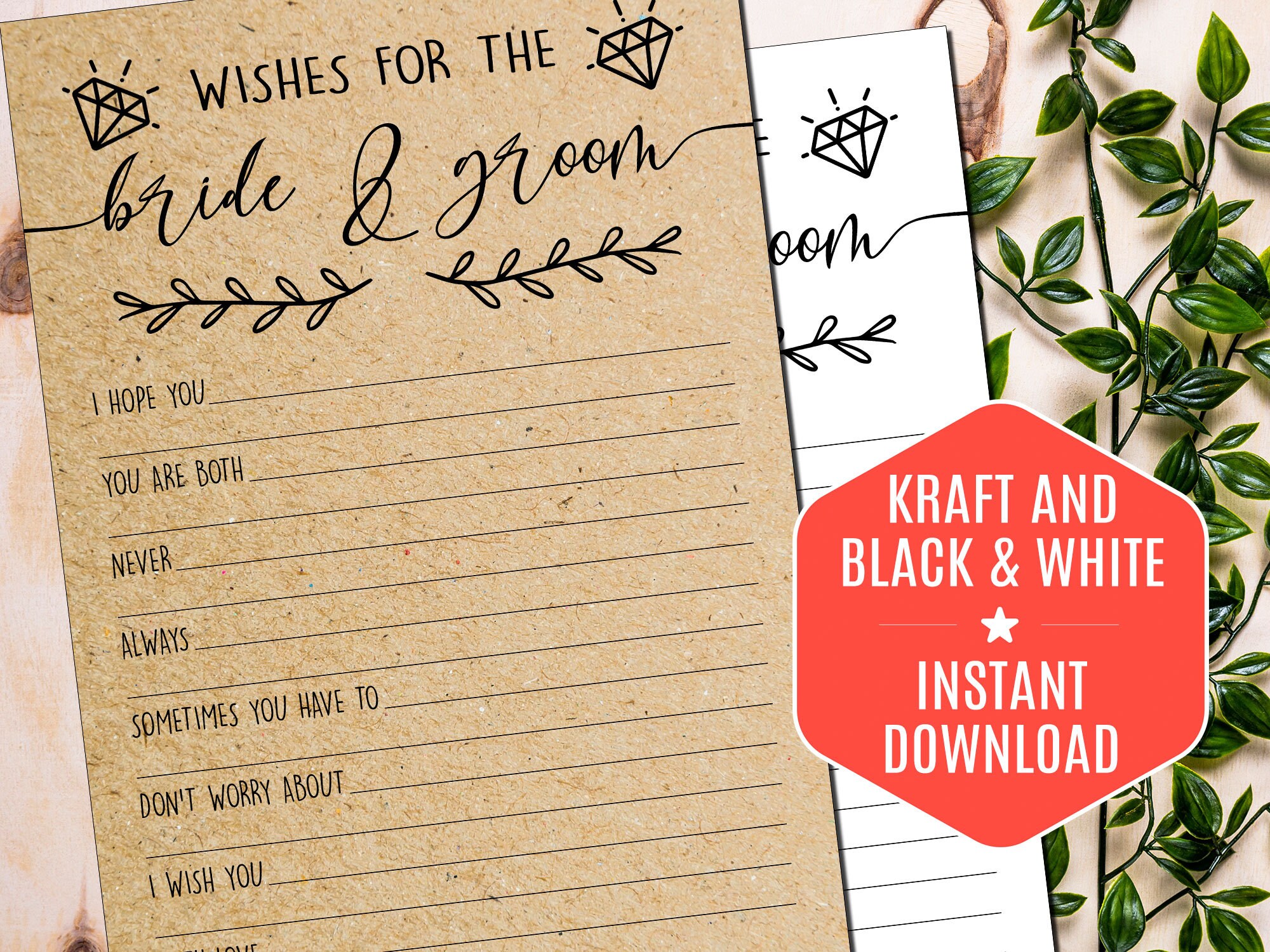  Wishes For The Bride And Groom Bridal Shower Games Advice Etsy