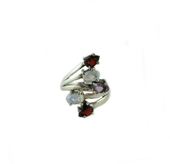 Multi Stone Silver Ring - image 1