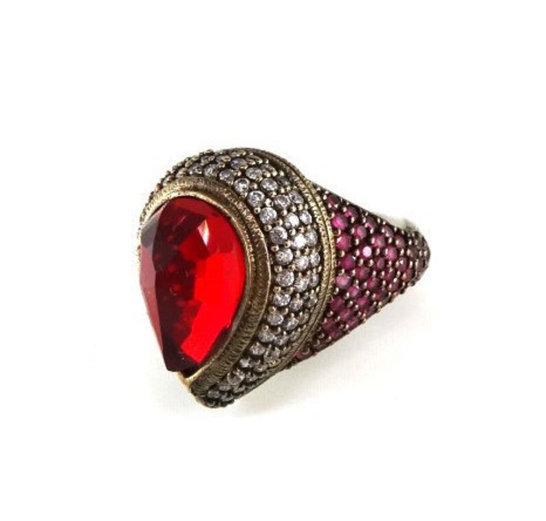 Red Tourmaline Statement Ring