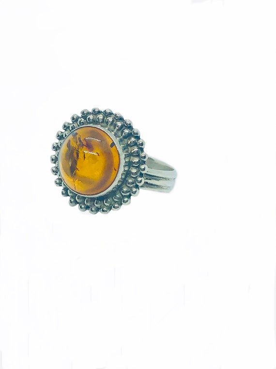 Sterling Silver Amber Ring
