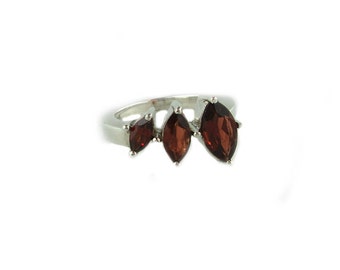 3 Stone Garnet Ring