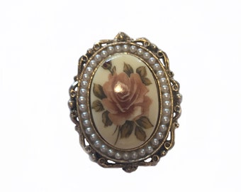 Rose Cameo Brooch Clip