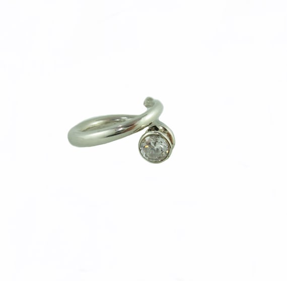 Spiral Silver Ring with CZ