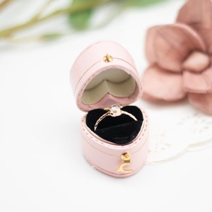 Luxury Antique Style Mini Ring Box, Victorian Style Jewelry Box, Proposal Engagement Presentation Wedding Ring Box, Pink  Heart Shape Box