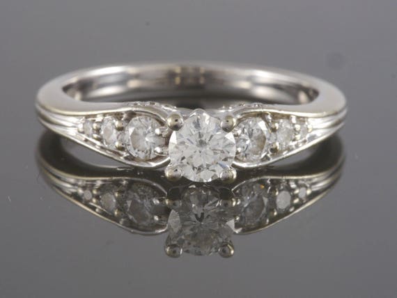 Certified F-H VS1-SI2 .60 ctw Diamond 14k White Gold Wedding, Engagement Ring