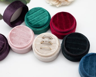 7 Colors Luxury Handmade Keepsake Round Shape Velvet 3 Slots  Ring Box  Engagement Wedding Proposal Presentation Jewelry Ring Box