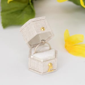 Baby Blue  Georgian Vintage Hexagon  Jewelry  Ring Box, Linen & Velvet Ring  Box, Proposal , Engagement, Wedding ,Presentation, Gift