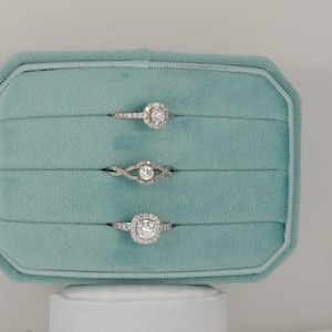 Velvet Ring Box Handmade - Fits 12  The Traveller  Aqua Color Engagement Ring & Wedding set Elegant Keepsake Box Bridal Photo Detail Props