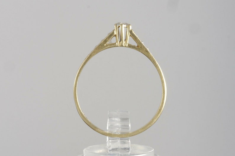 Retro 10k Two Tone Gold Milgrain Cathedral Diamond Solitaire Engagement Ring