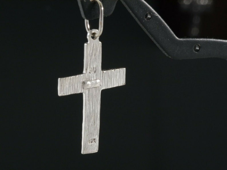 Estate Vintage 10k White Gold Laser Cut Unisex Cross Charm Pendant No Chain