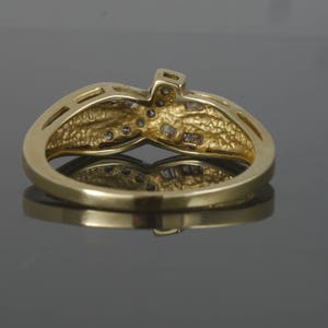 Vintage 10k Yellow Gold Round Channel Set & Baguette Diamond Bypass Ring image 6