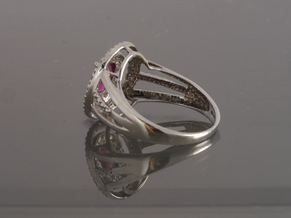 Vintage Estate 10k White Gold Natural Oval Ruby D… - image 4