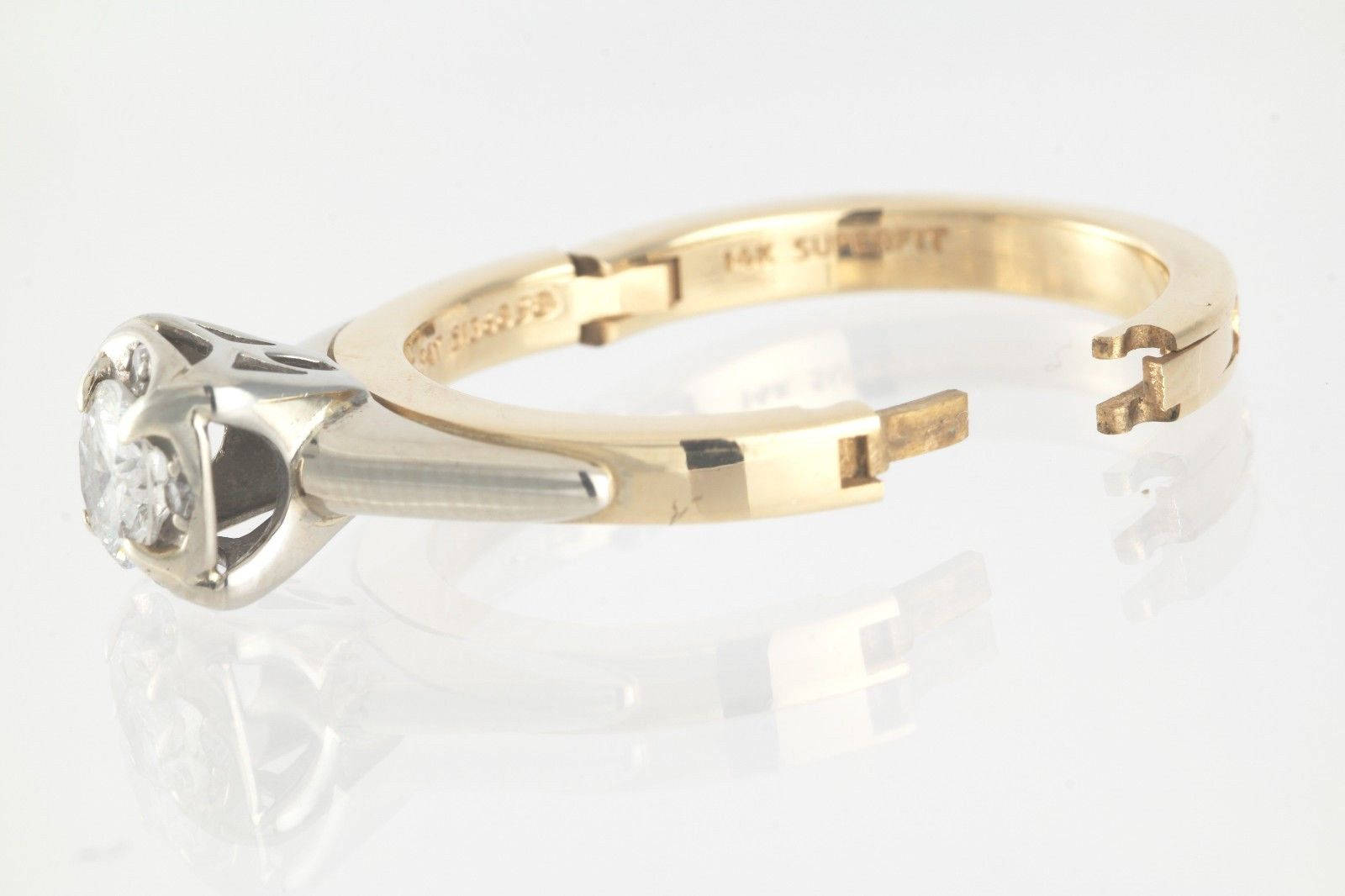 Vintage Superfit 0.47ct Diamond Engagement Ring 14k Yellow Gold Hinged ...