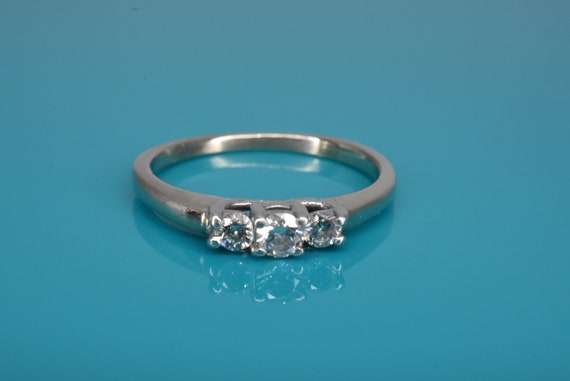 3.40 Ct Three Stone Diamond Wedding Engagement Ring 14k White Gold GP For Womens 