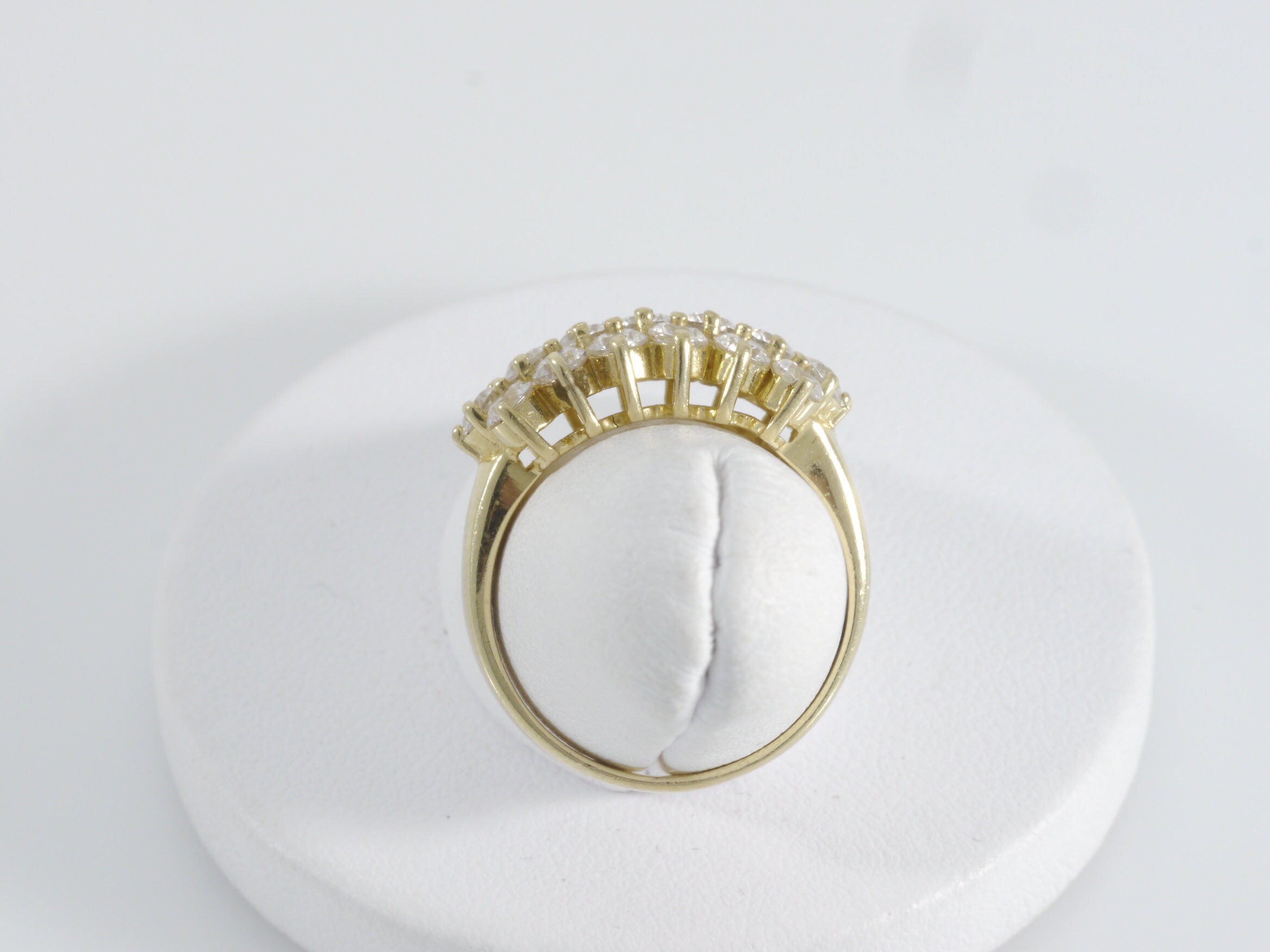 クロチェ/10kリング/3点セット Vintage 10k Yellow Gold Three Row Round Cubic Zirconia
