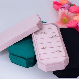 Velvet Ring Box Handmade   The Traveller Blush Color Engagement Ring & Wedding set Elegant Keepsake Box Bridal Photo Detail Props