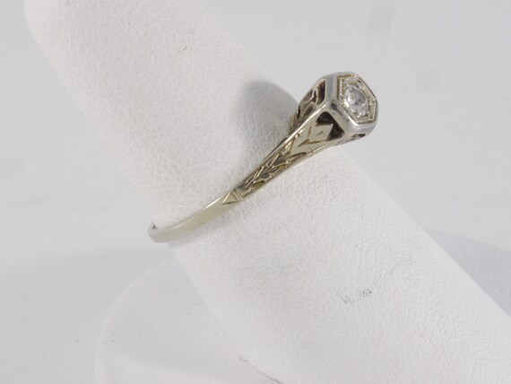 Antique Art Deco 14k White Gold Diamond Solitaire… - image 5