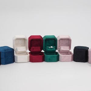 8 Colors Luxury Handmade Keepsake Velvet Ring Box  Single Slot Engagement Wedding Proposal Presentation Jewelry Ring Box