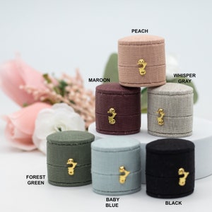 Mini scatola per anelli vittoriana fatta a mano in stile antico di forma ovale, scatola per gioielli in VELLUTO DI LINNEN, regalo di fidanzamento, proposta di matrimonio, presentazione di cimelio