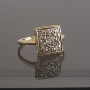 Antique Art Deco 14k  Yellow White Gold Old European Cut Diamond Engagement Wedding Promise Ring