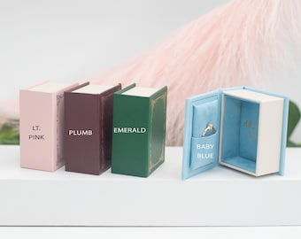 Mini boîte à bagues livre, boîte à bagues unique de luxe pour fiançailles, présentation pour proposition de mariage, boîte à bijoux