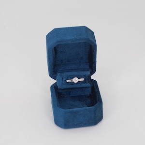 Royal Blue  Color Luxury Handmade Keepsake Velvet Ring Box  Single Slot Engagement Wedding Proposal Presentation Jewelry Ring Box