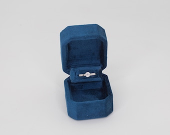 Royal Blue  Color Luxury Handmade Keepsake Velvet Ring Box  Single Slot Engagement Wedding Proposal Presentation Jewelry Ring Box
