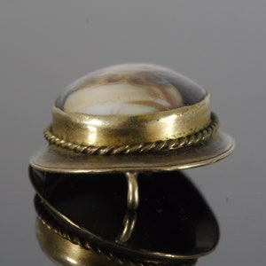 Elizabethan English Renaissance 1600s Portrait Miniature 10K Gold Pendant image 3