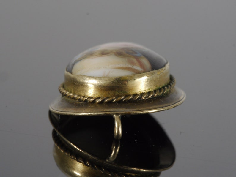 Elizabethan English Renaissance 1600s Portrait Miniature 10K Gold Pendant image 3