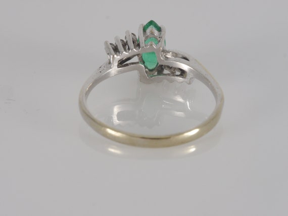 Vintage 14k White Gold Marquise Emerald Diamond A… - image 6