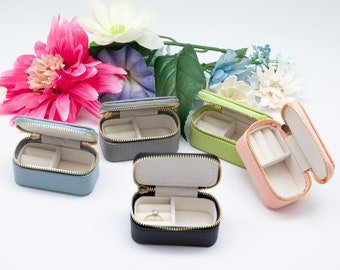 PU-Leder Reise Schmuckschatulle Box, Mini Size Portable Zipper Case, Hochzeit Brautjungfer Schmuckschatulle, Muttertagsgeschenk