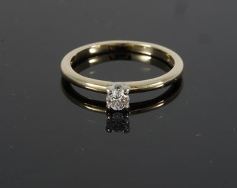 Vintage 14k Yellow Gold Claw Set Diamond Solitaire Engagement  Wedding Ring