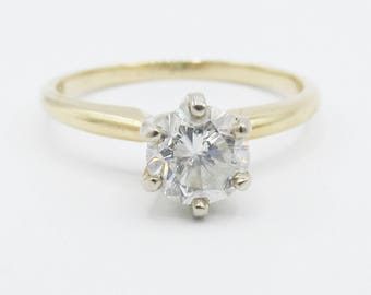 Vintage Round 0.74ct Diamond Solitaire Engagement Ring 14k Yellow Gold