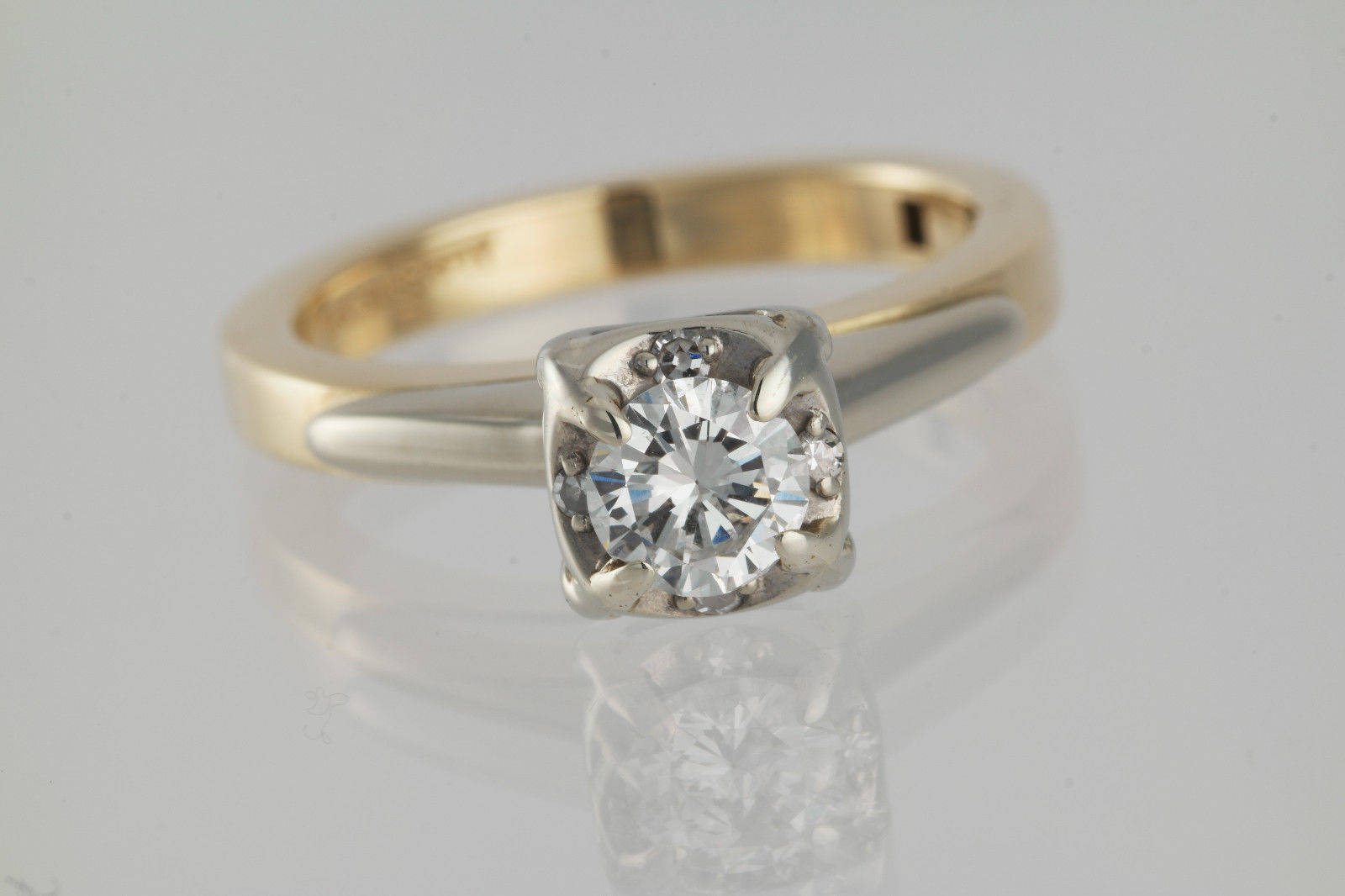 Vintage Superfit 0.47ct Diamond Engagement Ring 14k Yellow Gold Hinged ...