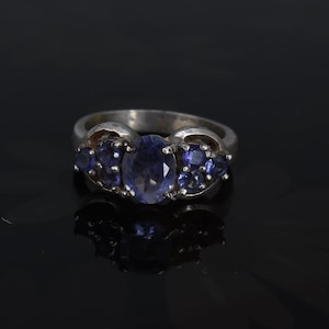 Tansanit Cluster Cocktail Ring 925 Sterling Silber