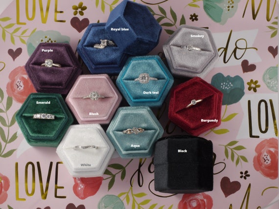 hexagon velvet ring box