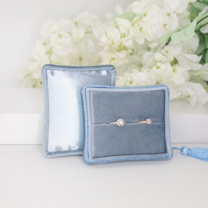 Light Blue Luxury Handmade  Keepsake Velvet  Jewelry  Box | Proposal presentation box| wedding | Engagement ring box | 1 - 2 slot ring box |