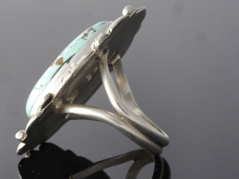 Vintage Native American 925 Sterling Silver Robins Egg Turquoise Solitaire Ring