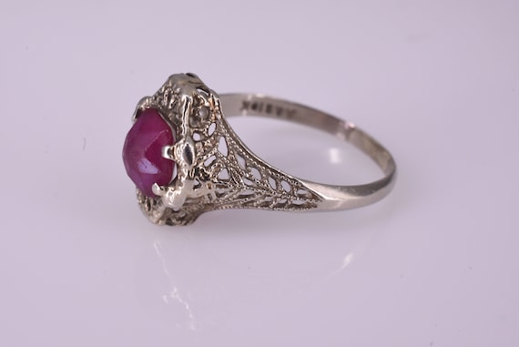 Antique Art Deco Pink Tourmaline Filigree 10k Whi… - image 6