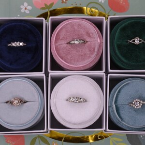 Boîte à bagues en velours fait main de luxe, ronde, fiançailles, boîte à bagues pour proposition de mariage, boîte à bagues circulaire