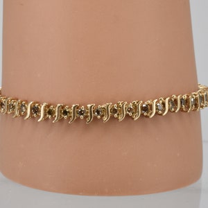 Women&#39;s 10K Yellow Gold 7.5&quot; Top Quality Approx. 2.4 CTW 48 Champagne Diamond Tennis S-LINKS Bracelet