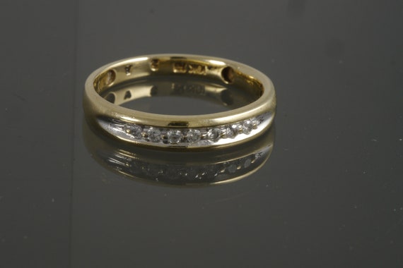 Vintage 10k Yellow Gold Channel Set Diamond Weddi… - image 1