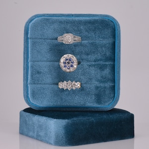 Velvet Ring Box Jewelry Box| Stacker Ring Travel Box| Wedding Ring Holder| Handmade Ring Box|