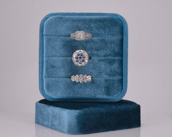 Velvet Ring Box Jewelry Box| Stacker Ring Travel Box| Wedding Ring Holder| Handmade Ring Box|