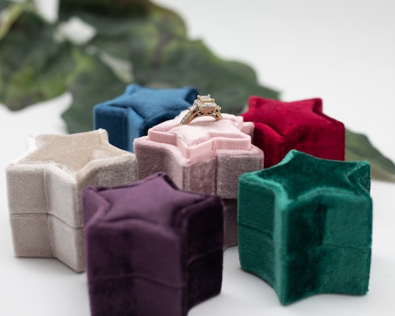 7 Colors Luxury Handmade Keepsake Velvet Ring Box… - image 2