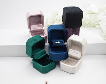 6 Colors Luxury Handmade Keepsake Velvet Ring Box  Single Slot Engagement Wedding Proposal Presentation Jewelry Ring Box