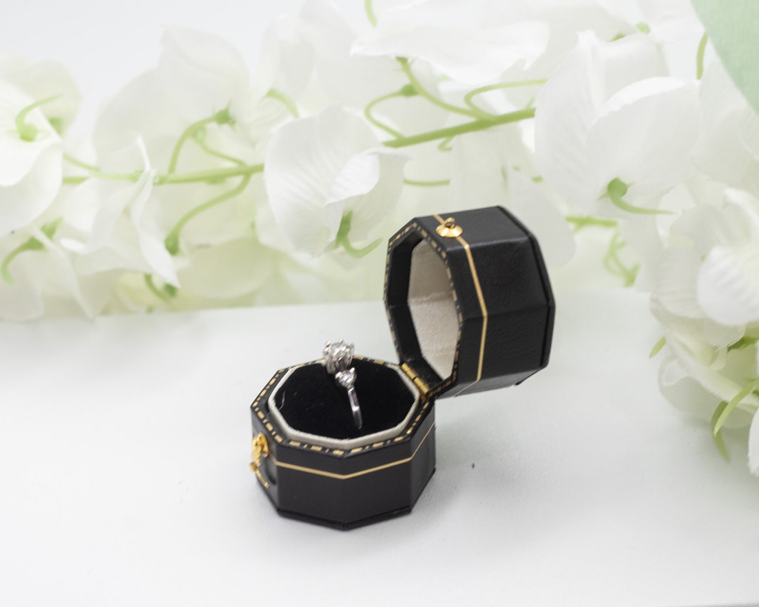 Luxury Antique Style Mini Octagon Black Single Ring Box ,victorian ...